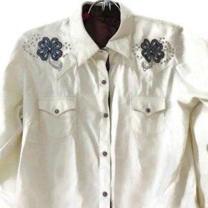 TWENTY X Western Shirt/ Fitted/Embroidery/ Metal Studs/ Wrangler/ LARGE